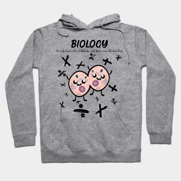 Multiply Your Cuteness: Biology's Adorable Mitosis Mayhem Hoodie by Blacklinesw9